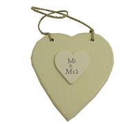 East of India Wooden Heart Mr & Mrs Wedding