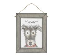 East of India Wooden Plaque Home Decorative Hanging Wall Rustic Sign Sentimental Gift Dog Picture ''Let's never stop being silly together''
