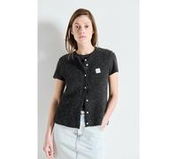 East Sleeveless Cardigan with Crew Neck Charcoal Marl