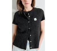 East Sleeveless Cardigan with Crew Neck Charcoal Marl