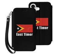East Timor Flag Wallet Case Compatible with iPhone 17 Air 17 Pro Max with Card Holder Wristband