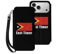 East Timor Flag Wallet Case Compatible with iPhone 17 Air 17 Pro Max with Card Holder Wristband