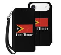 East Timor Flag Wallet Case Compatible with iPhone 17 Air 17 Pro Max with Card Holder Wristband