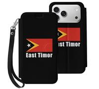 East Timor Flag Wallet Case Compatible with iPhone 17 Air 17 Pro Max with Card Holder Wristband