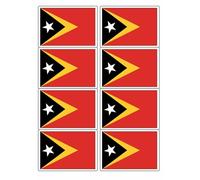 East Timor National Flag Rectangular Matt Paper Stickers A4 Sheet of 8 (Each Sticker is 99mm x 68mm) (Rectangular)