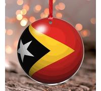 East Timor_ Window Pendant National Flag Nautical Gifts Round Ornament Keepsake Latin America Hispanic Country European Asia Africa Flags Acrylic Christmas Bauble Wall Art Gift for Mom Grandma