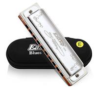 East Top 10 Holes 20 Tone 008K Diatonic Harmonica Key E with Blue Case, Standard Harmonica for Adults, Professional Players and Students