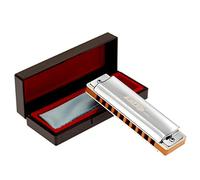 East top 10 Holes Professional Diatonic Blues Harmonica Key of D with Silver Cover, Probgrade Harmonicas For Adults, Professional Player and Students