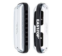 East Top 8 Hole Blues Harmonica, C Key Diatonic mouth organ for adults and students, Silver