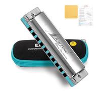 East top Advanced Diatonic Harmonica, Key of F, 10 Hole Harp Mouth Organ, Silver Cover, For Adults & Professionals