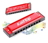 East top Blues Harmonica, Diatonic Armonica Key of C 10 Holes 20 Tones Mouth Organ harp harmonica For Adults, Kids, Beginners, Professionals and Students (Red), as a gift