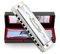 East top Blues Harmonica Key of G, 10 Holes Diatonic Mouth Organ T008, Silver Harmonica For Adults, Professionals and Students