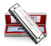 East top Diatonic Harmonica for Adults in C 20 Tones with Blue Case, Blues Diatonic Harmonica in C, Children's Diatonic Harmonica for Beginners Students Best Gift (T009-1)