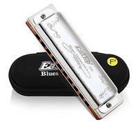 East top Diatonic Harmonica Key of F#, Mouth Organ 10 Holes 008K with Silver Cover, Blues Harmonicas For Adults, Professionals, Beginners and Students