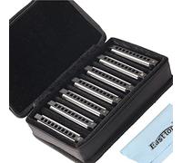 East top Harmonica set of 7, 10 Holes blues harmonica set, 20 Tones mouth organ Diatonic Harmonica set For Adults, Professional Players and Students, as a gift