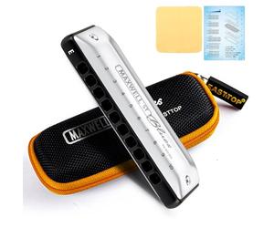East top MAXWELL ST Blues Harmonica E, Professional Overblow and Bending 10 Holes MS030 Mouth Organ For All Levels Adults, Professional Players and Students