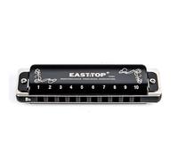 EAST TOP T008K 2.0 Update Harmonica Key of Bb, 10 Holes Diatonic Mouth Organ with Zipper Case, Standard Deluxe Harmonica For All Levels, Professionals, Beginners and Students, as a Gift