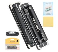 EAST TOP T008K 2.0 Update Harmonica Key of G, 10 Holes Diatonic Mouth Organ with Zipper Case, Standard Deluxe Harmonica For All Levels, Professionals, Beginners and Students, as a Gift