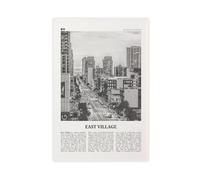 East Village Black And White San Diego, California, USA, United States, North America City Map Travel Landscape Canvas Art Wall Decor Posters Home Bar Restaurant Garage Cafe Logo Gift 20x30inch(50x75