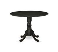East West Furniture DLT-ABK-TP Dublin Dining Table - a Round Wooden Table Top with Dropleaf & Pedestal Base, 42x42 Inch, Wirebrushed Black