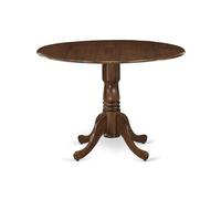 East West Furniture DLT-AWA-TP Dublin Dining Room Table - a Round Solid Wood Table Top with Dropleaf & Pedestal Base, 42x42 Inch, Walnut