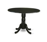 East West Furniture DLT-BLK-TP Dublin Modern Kitchen Table - a Round Dining Table Top with Dropleaf & Pedestal Base, 42x42 Inch, Black