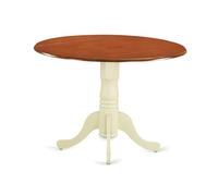 East West Furniture DLT-BMK-TP Dublin Modern Kitchen Table - a Round Dining Table Top with Dropleaf & Pedestal Base, 42x42 Inch, Buttermilk & Cherry