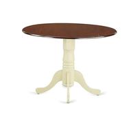 East West Furniture DLT-MMK-TP Dublin Modern Dining Table - a Round Kitchen Table Top with Dropleaf & Pedestal Base, 42x42 Inch, Mahogany & Buttermilk