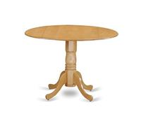 East West Furniture DLT-OAK-TP Dublin Dining Room Table - a Round kitchen Table Top with Dropleaf & Pedestal Base, 42x42 Inch, Oak