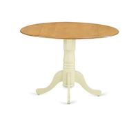 East West Furniture DLT-OMK-TP Dublin Dining Room Table - a Round kitchen Table Top with Dropleaf & Pedestal Base, 42x42 Inch, Oak & Buttermilk