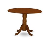 East West Furniture DLT-SBR-TP Dublin Kitchen Dining Table - a Round Wooden Table Top with Dropleaf & Pedestal Base, 42x42 Inch, Saddle Brown