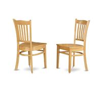 East West Furniture GRC-OAK-W Groton Kitchen Dining Chairs - Slat Back Wooden Seat Chairs, Set of 2, Oak