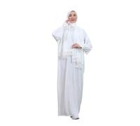 East West Souk Elegant One-Piece Abaya and Prayer Dress Crepe Solid Color | Lightweight and Comfortable | Hijab Abaya Suit, White, 1