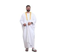 East West Souk Men's Abaya (Bisht) Long Sleeves | Amazing Men's Islamic Arabian Cloak, White, One Size
