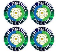 East Yorkshire England, East Riding County England, White Rose of York, 50mm (Approx. 2") Vinyl Stickers, Decals x4