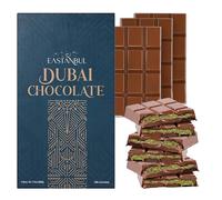 Eastanbul Dubai Chocolate Bar Pistachio, 3 Pieces x Each 70g, Pistachio Dubai Chocolate Bar with Shredded Phyllo Dough, Knafeh, Viral Candy, Gift Box