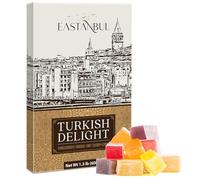 Eastanbul Turkish Delight, 21.2oz, Turkish Delights Candy, 4 Flavors Pomegranate, Orange, Tart Cherry, Lemon, International Candy, Lokum, Plain, Gluten Free, No Synthetic Ingredient, Vegan Gift