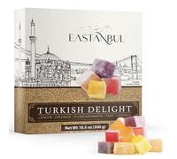 Eastanbul Turkish Delight, 300g, Turkish Delights Candy, 4 Flavors Pomegranate, Orange, Tart Cherry, Lemon, International Candy, Lokum, Plain, Gluten Free, No Synthetic Ingredient, Vegan Gift