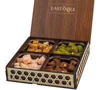 Eastanbul Turkish Delight, 32oz, Turkish Delights Candy, Premium Assorted Lokum with Nuts, Lokum with Nuts in Souvenir Wooden Gift Box, International Candy Sweets, Gourmet Gift Box