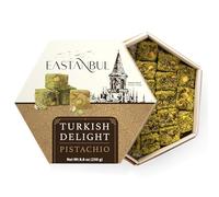 Eastanbul Turkish Delight Pistachio, 250g, Turkish Delights Candy, Gourmet & Double Roasted Pistachios Filled, Rich Nuts Content, Lokum, Loukoumi, Vegan Gifts, Gluten Free, No Synthetic Ingredient