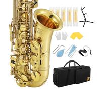 Eastar AS-Ⅲ Alto Saxophone E Flat for Beginners Advanced, Cleaning Kit, Case, Neck Strap, Reeds, Stand, Eastar Altsaxophon, Golden