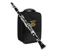 Eastar B Flat Clarinet, Professional Clarinet for Intermediate, Ebonite Bb Clarinet with 2 Barrels, 4C Special Practice Mouthpiece, Hard Case, Cloth, Stand and More, Silver Keys, ECL-400, Black