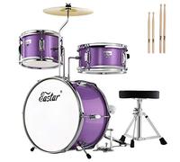 Eastar Junior Drum Kit 3 Piece, Drum Set with Snare,Tom,Bass Drum,Bass Drum Pedal,Throne,Cymbal and Drumsticks-14 Inch(Metallic Purple)