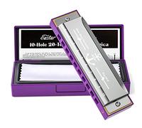 Eastar Major Blues Diatonic Harmonica, 10 Holes C Key Beginner for Kids Children Adults Students, with Hard Case and Cloth, Purple