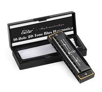 Eastar Major Blues Diatonic Harmonica 10 Holes C Key Beginners Harmonica for Kids Students Adults with Hard Case and Cleaning Cloth, Black