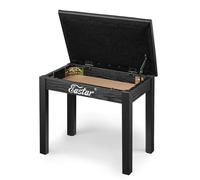Eastar Piano Bench with Storage, Solid Wood Keyboard Bench Piano Stool Chair Seat with Bookcase and PU Leather Cushion, 53x33x47cm, Black
