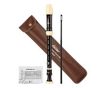 Eastar Soprano Recorder for Beginners Kids, Baroque style C Key ABS Classic 3 Piece with Cleaning Kit, Thumb Rest, Leather Bag, Fingering Chart, Brown, ERS-21BB