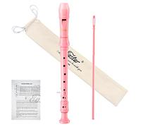 Eastar Soprano Recorder Instrument for Kids Beginners, German Fingering C Key with Cleaning Kit, Thumb Rest, Cotton Bag, Fingering Chart, ERS-21GP, Pink, School-Approved