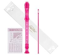 Eastar Soprano Recorder Instrument for Kids Students Beginners, German fingering C Key with Cleaning Kit, Storage Bag, Fingering Chart, ERS-1GP, Pink, School-Approved