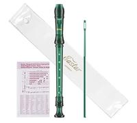 Eastar Soprano Recorder Instrument for Kids Students Beginners, German fingering C Key with Cleaning Kit, Storage Bag, Fingering Chart, ERS-1GG, Dark Green, School-Approved